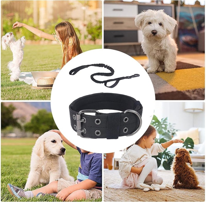 Black Nylon Dog Collar Adjustable 36 48cm Strong Traction for Daily Walks Training - Image 5