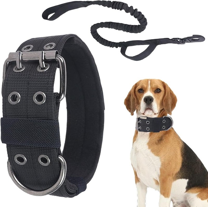 Black Nylon Dog Collar Adjustable 36 48cm Strong Traction for Daily Walks Training - Image 2