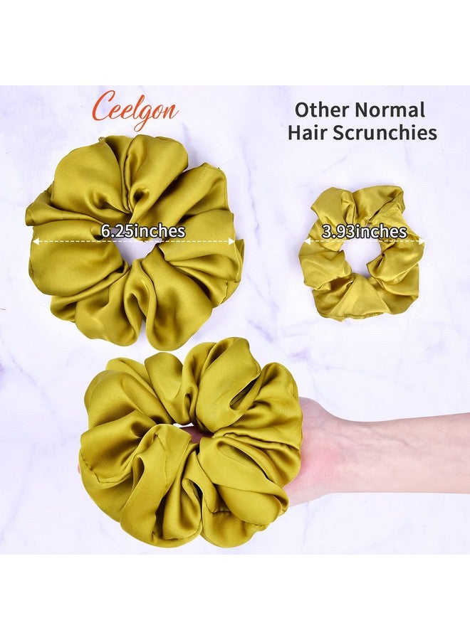 CEELGON Big Real Silk Scrunchies for Women 6.3Inches Large Scrunchie Satin Oversized Silk Thick Elastic Hair Ties Jumbo Hair Scrunchies 6 Pack (Black,White,Pink, Champagne,Navy,Yellow) - Image 2