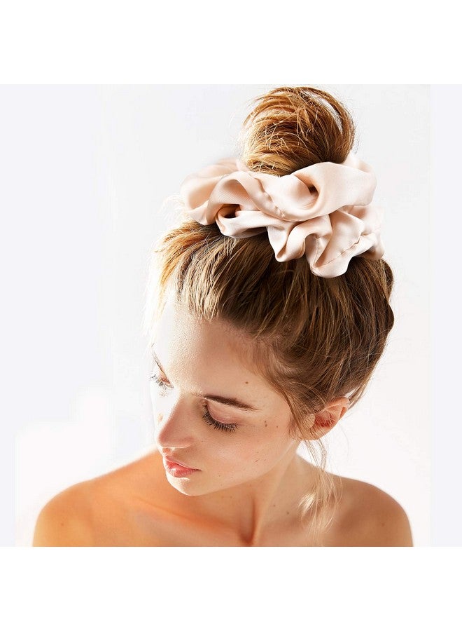 CEELGON Big Real Silk Scrunchies for Women 6.3Inches Large Scrunchie Satin Oversized Silk Thick Elastic Hair Ties Jumbo Hair Scrunchies 6 Pack (Black,White,Pink, Champagne,Navy,Yellow) - Image 3