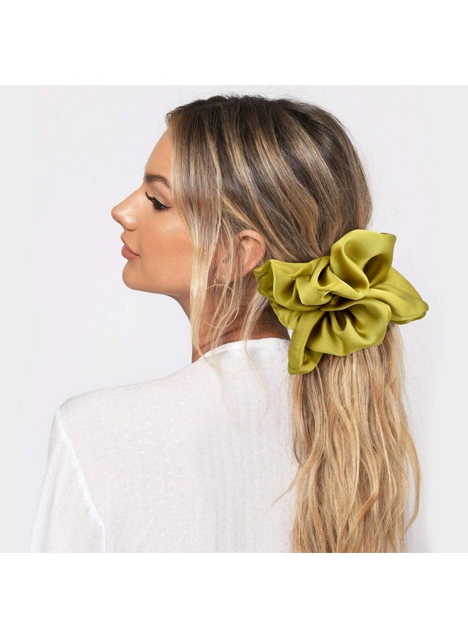 CEELGON Big Real Silk Scrunchies for Women 6.3Inches Large Scrunchie Satin Oversized Silk Thick Elastic Hair Ties Jumbo Hair Scrunchies 6 Pack (Black,White,Pink, Champagne,Navy,Yellow) - Image 4