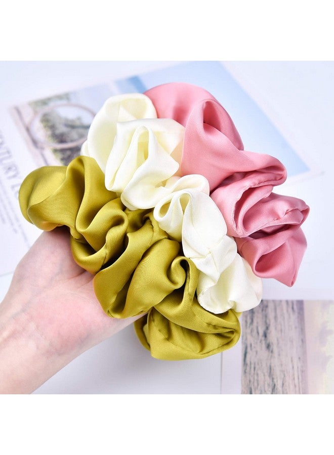 CEELGON Big Real Silk Scrunchies for Women 6.3Inches Large Scrunchie Satin Oversized Silk Thick Elastic Hair Ties Jumbo Hair Scrunchies 6 Pack (Black,White,Pink, Champagne,Navy,Yellow) - Image 5