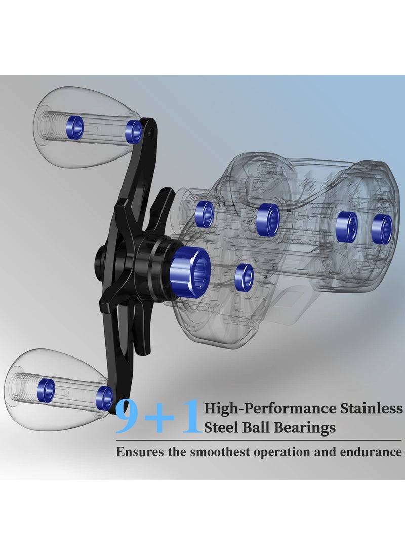 Cadence Cadence Vigor Baitcasting Reels - 9+1BB Super Smooth Baitcaster Reels with 20lbs Carbon Fiber Drag, 6.7oz Ultralight Fishing Reels, Low Profile Casting Reels with Magnetic Braking System  - Image 2