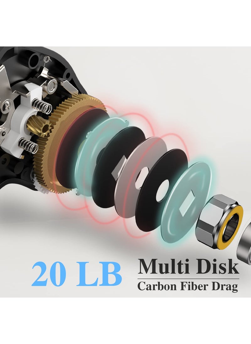 Cadence Cadence Vigor Baitcasting Reels - 9+1BB Super Smooth Baitcaster Reels with 20lbs Carbon Fiber Drag, 6.7oz Ultralight Fishing Reels, Low Profile Casting Reels with Magnetic Braking System  - Image 3