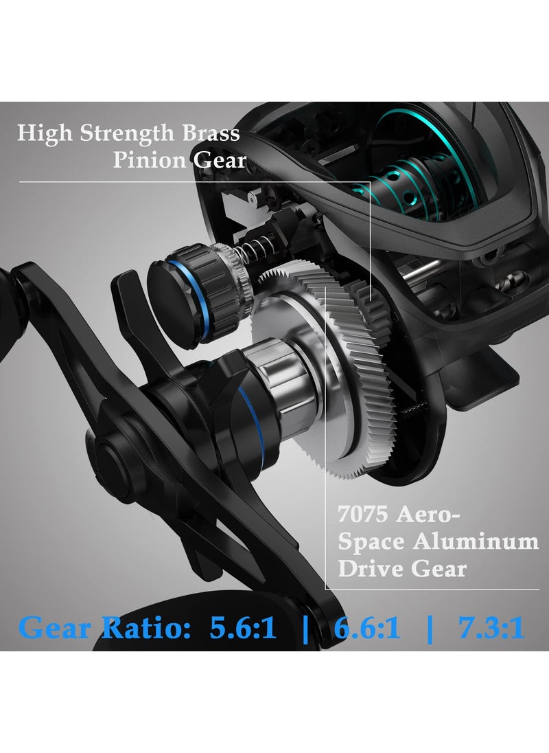 Cadence Cadence Vigor Baitcasting Reels - 9+1BB Super Smooth Baitcaster Reels with 20lbs Carbon Fiber Drag, 6.7oz Ultralight Fishing Reels, Low Profile Casting Reels with Magnetic Braking System  - Image 4