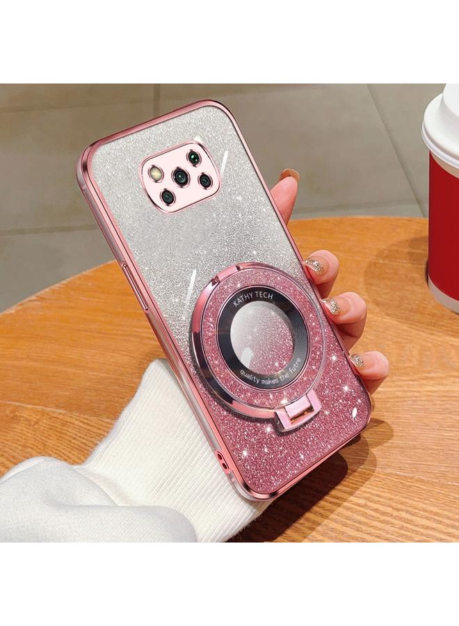 The Bros Case For Xiaomi Poco X3 / X3 Pro Plated Gradient Glitter Round Holder TPU Phone Case