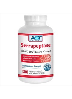 Serrapeptase 80,000 SPU – 300 Vegetarian Capsules - Premium Natural Systemic Enzymes – Enteric-Coated Serrapeptase