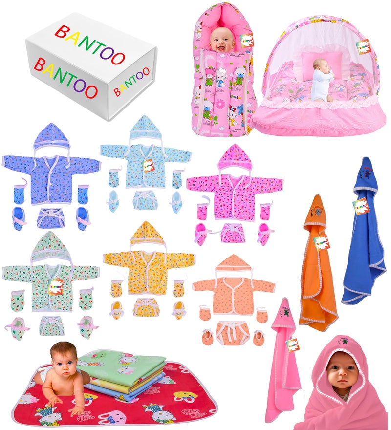 Bantoo 33 in 1 New Born Baby Products All | Gift Packs | Maternity Kit | Baby Shower | Infants Grooming | Baby Bedding | Clothes | Essential Items | Gifts Combo | Boys & Girls (0-6 Months) - Image 1