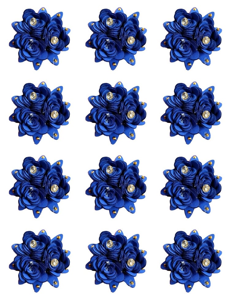 3A Featuretail Decorative 3 in1 Foam Roses with Pollen for Gift Decoration, for Weddings Gift Packing Decoration, Party Baby Shower Home Decoration Crafts. (12pc Set, Blue Color)