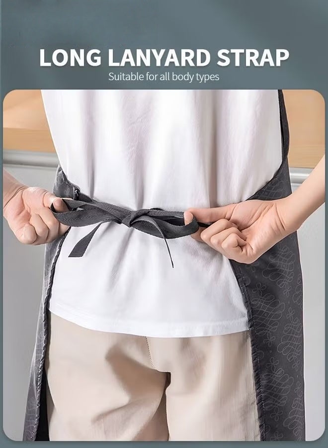 EETU Adjustable Kitchen Apron With Pockets,Waterproof Oil-proof Cooking Aprons With Paste In type Hand-Wiping Towel,Kitchen Chef Apron - Image 5
