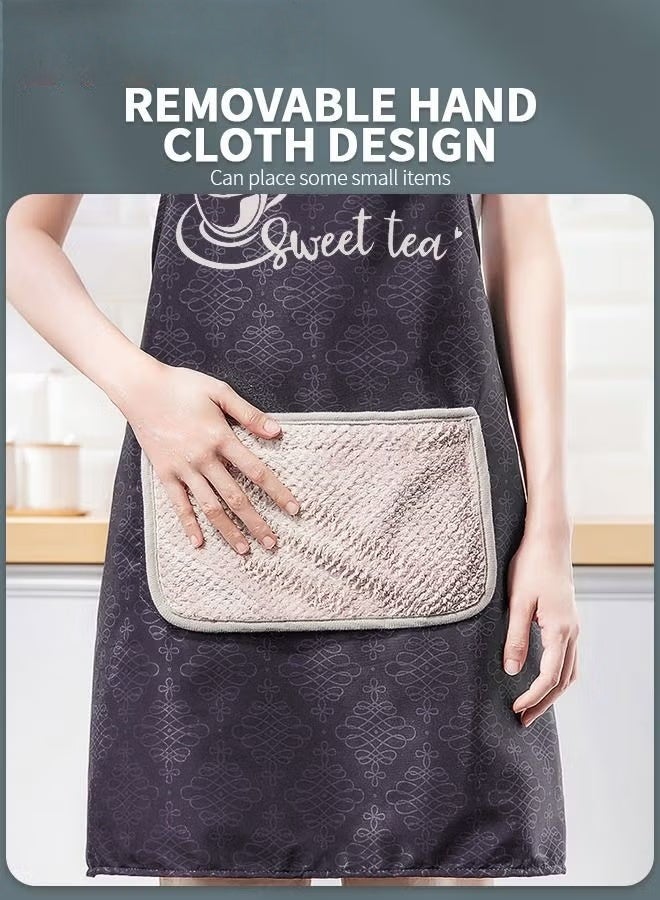 EETU Adjustable Kitchen Apron With Pockets,Waterproof Oil-proof Cooking Aprons With Paste In type Hand-Wiping Towel,Kitchen Chef Apron - Image 2