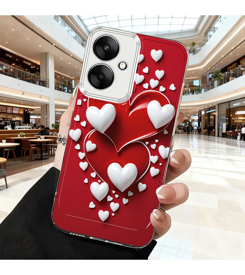 Phone Case Couple Style Red Heart Design Cartoon Transparent Shockproof Compatible With Poco M4 Pro 5G Mixed Color 1 - Image 3