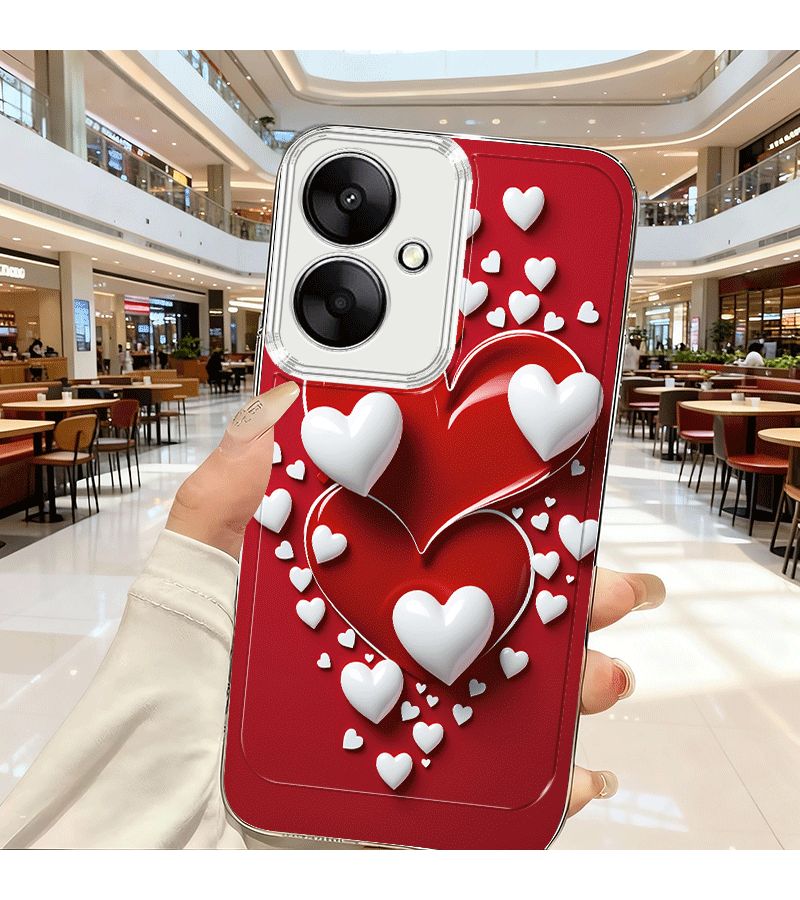 Phone Case Couple Style Red Heart Design Cartoon Transparent Shockproof Compatible With Poco M4 Pro 5G Mixed Color 1 - Image 4