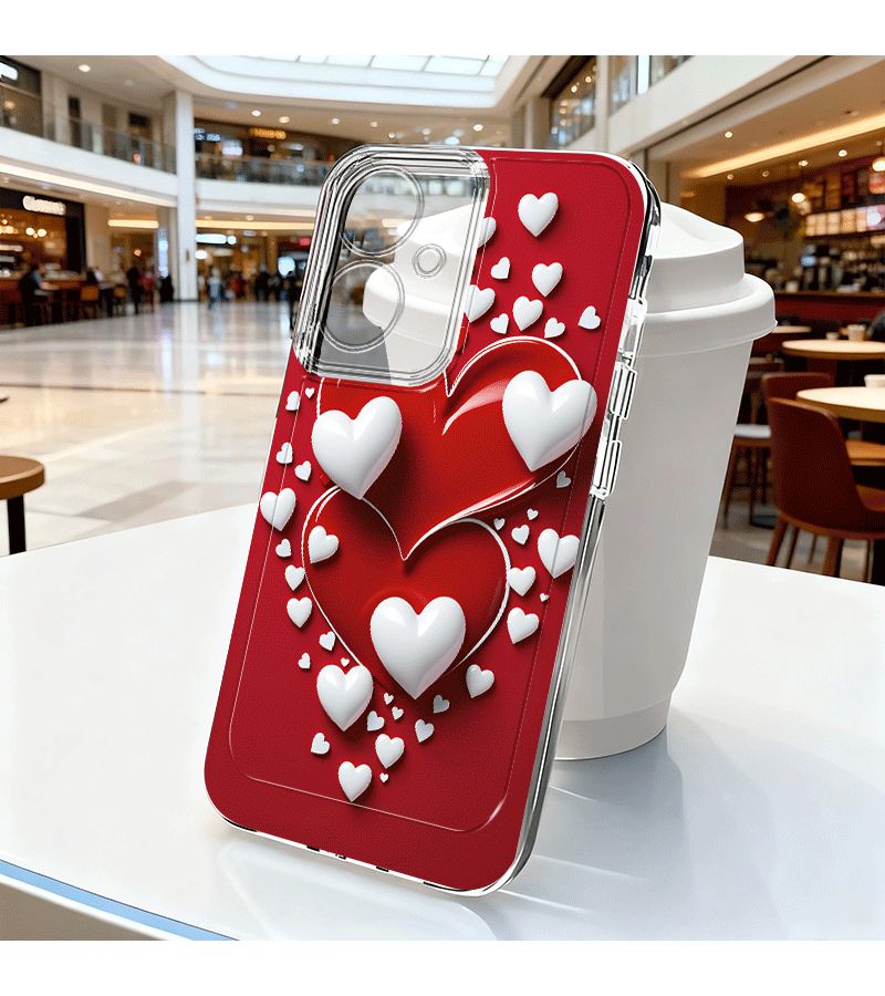 Phone Case Couple Style Red Heart Design Cartoon Transparent Shockproof Compatible With Poco M4 Pro 5G Mixed Color 1 - Image 1