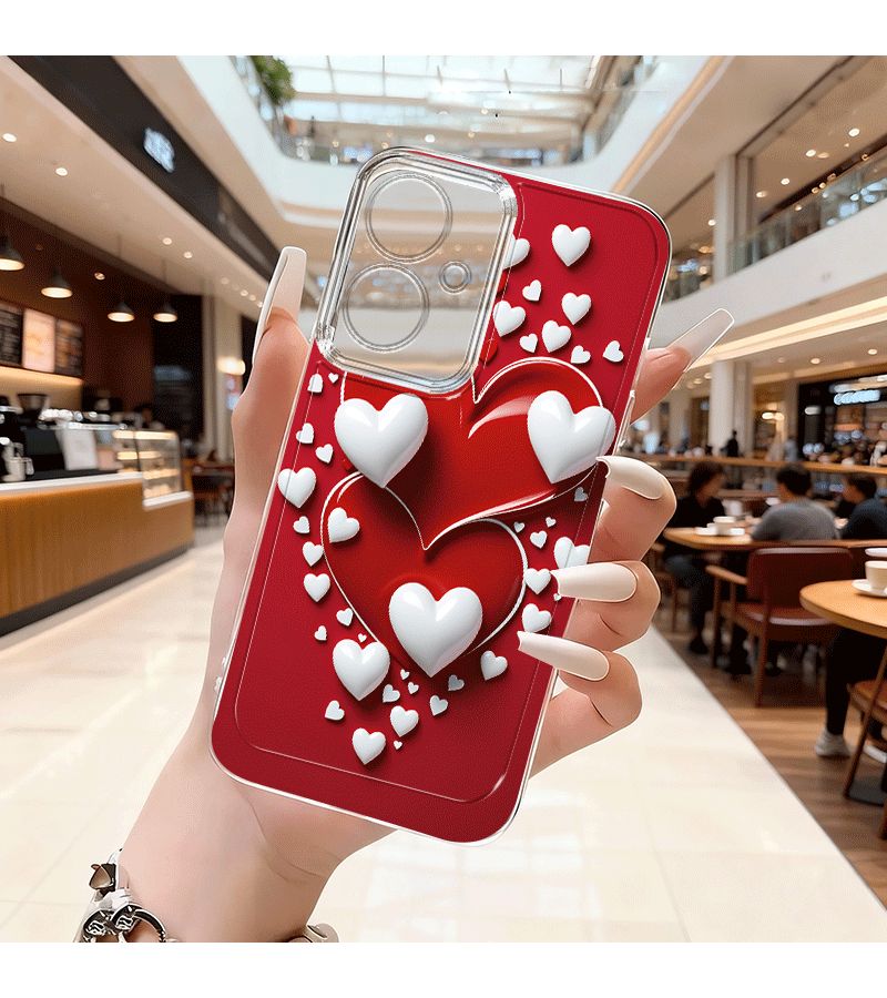 Phone Case Couple Style Red Heart Design Cartoon Transparent Shockproof Compatible With Poco M4 Pro 5G Mixed Color 1 - Image 2