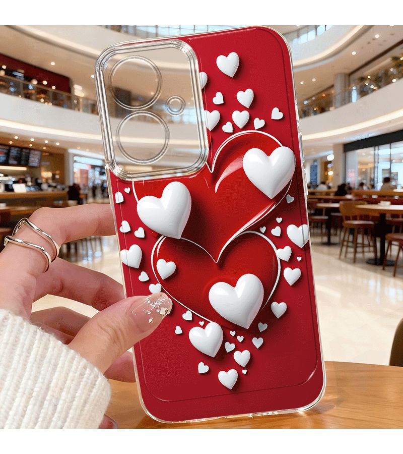 Phone Case Couple Style Red Heart Design Cartoon Transparent Shockproof Compatible With Poco M4 Pro 5G Mixed Color 1 - Image 5