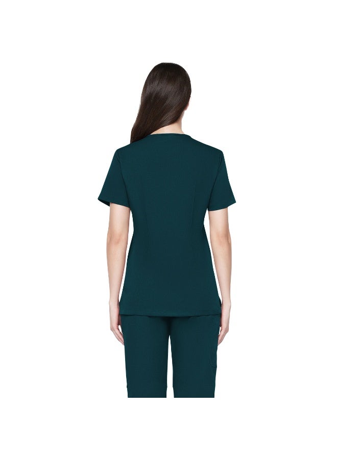 Selecta Now Womens Medical Scrubs Set V Neck Caribbean Green Top & Elastic Waist Bottom Comfortable Workwear for Nurses, Doctors, & Healthcare Professionals - Image 4