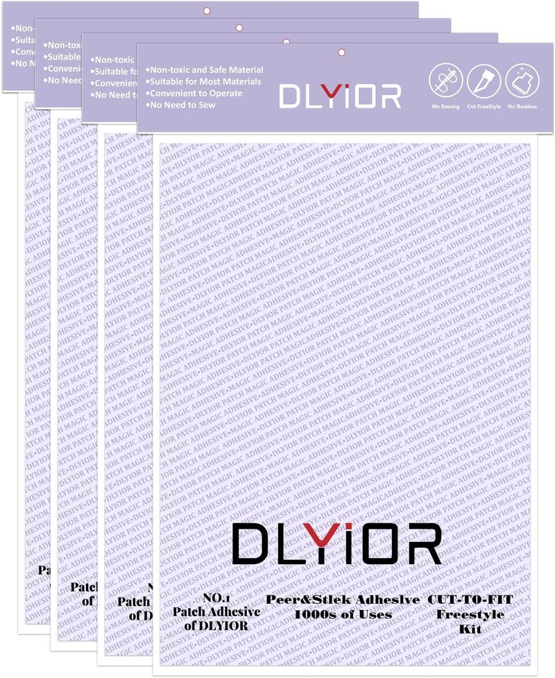 DLYIOR Patch Magic Adhesive, Washable Double-Sided Glue for Iron On Patches and Cut to Fit Freestyle Girl Scout Patches Kit.(4 Pack) - Image 1