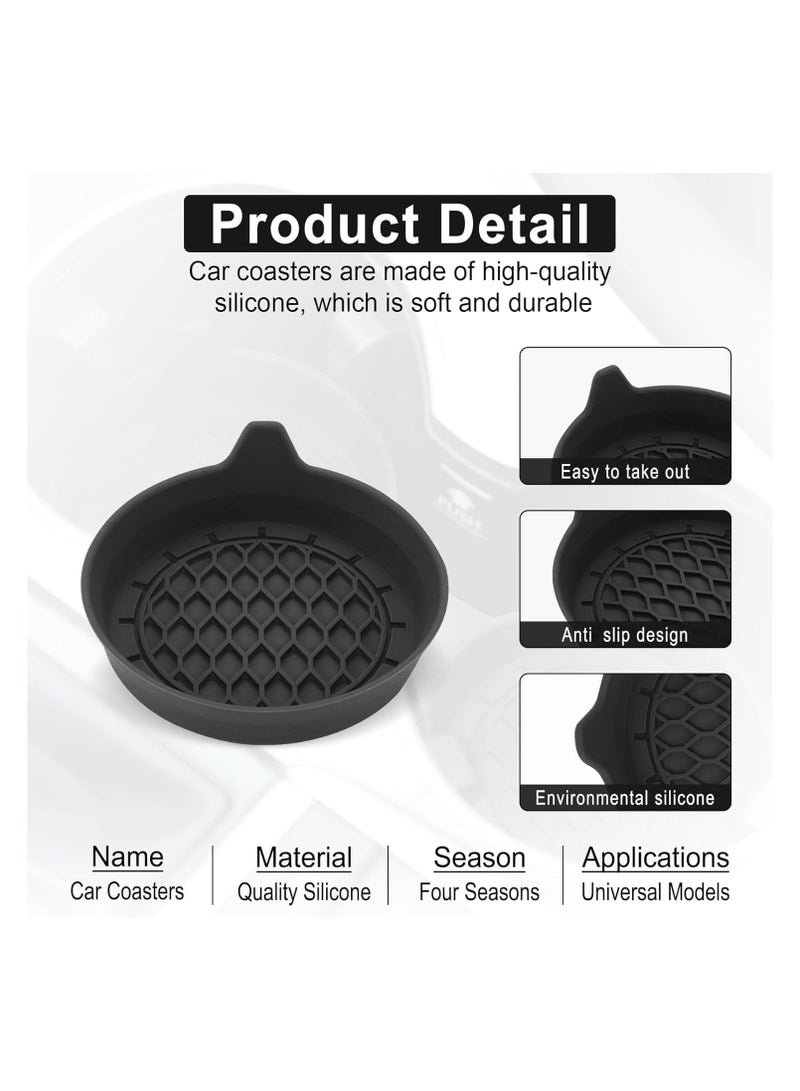 Generic Car Cup Holder Coaster, Silicone Cup Holder Insert, Universal Non-Slip Cup Holders, Car Accessories Interior for Women and Man Interior Sets 4 Pack Black  - Image 5