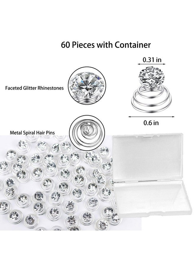 LAPOHI 60 PCS Gems Rhinestone Twister Hair Studs Set Diamond Spiral Pearl Flower Jewels Hair Pins Sticks for Wedding, Bridal, Prom, Party and Special Occasion(Classic Diamonds) - Image 2