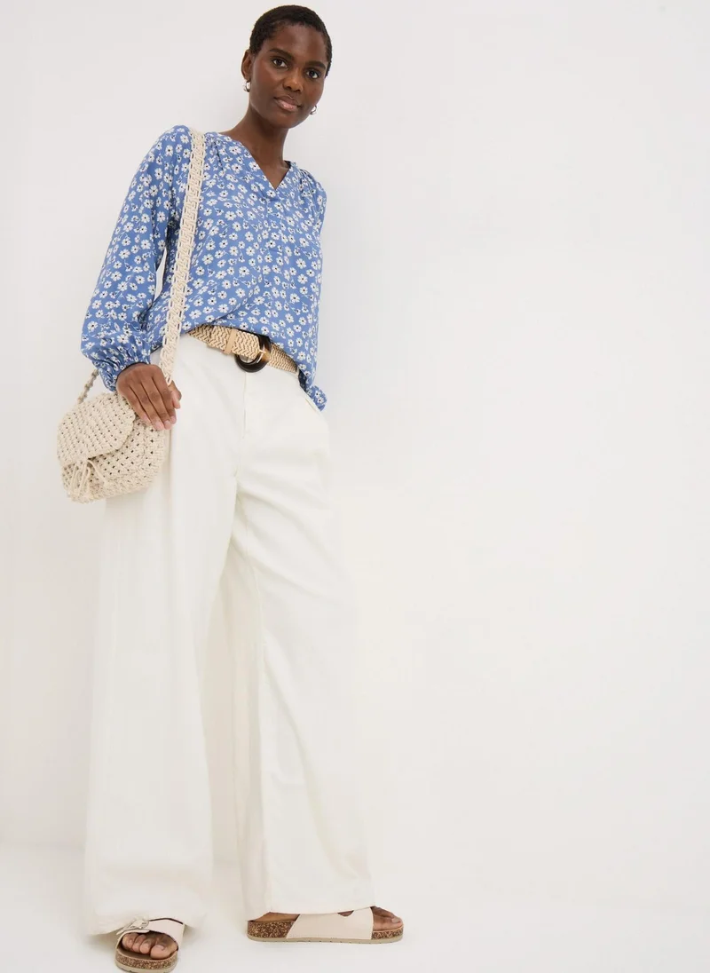 Matalan Blue Floral Popover Shirt