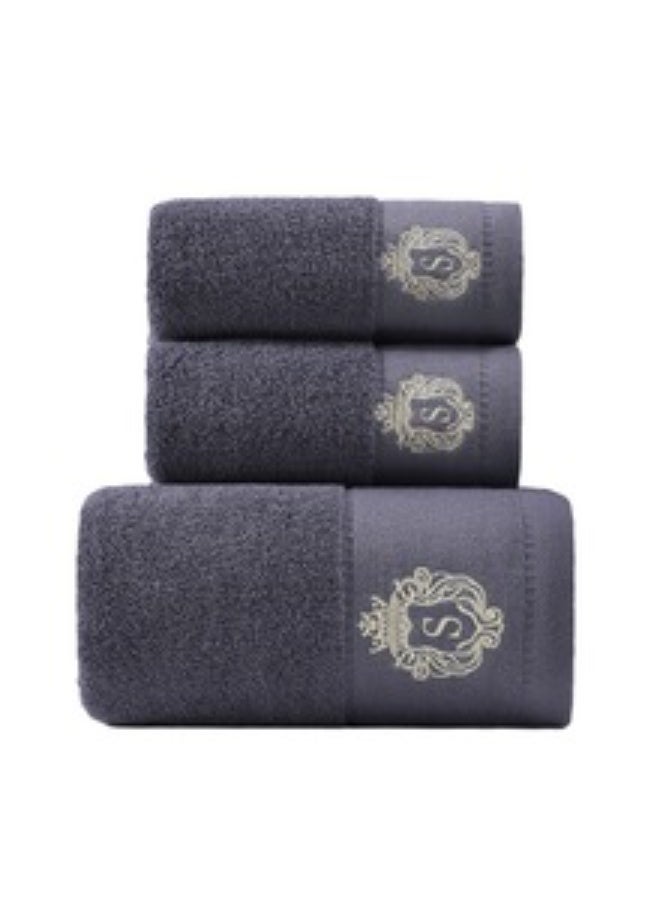 3PCS Cotton Bath Towel Set Fast Absorbent Skin-friendly and Soft Bath Towel*1PCS and 2PCS Towels Grey - Image 1