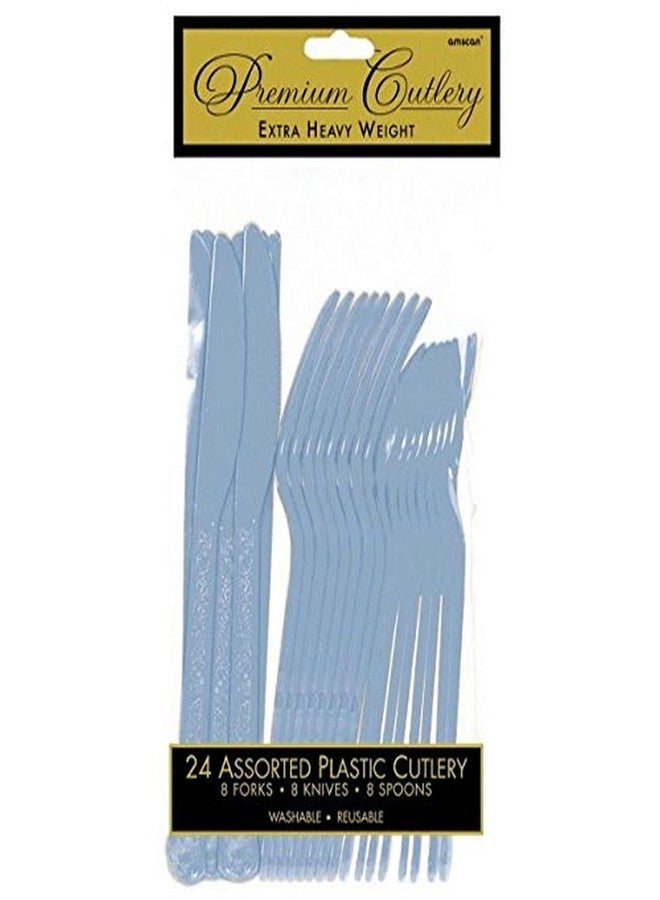 Amscan Pastel Blue Premium Heavy Weight Assorted Cutlery, Pack of 24 - Image 1