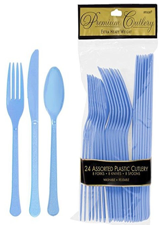 Amscan Pastel Blue Premium Heavy Weight Assorted Cutlery, Pack of 24 - Image 2