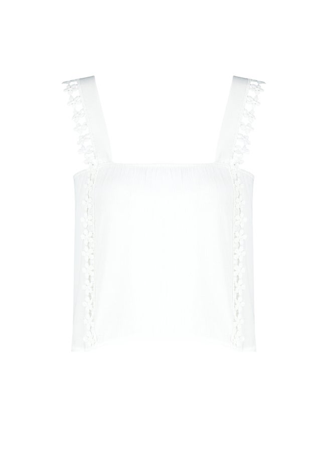 trendyol - Ecru Lace Detail Crinkle Woven Blouse TWOSS24BZ00024 - Image 1