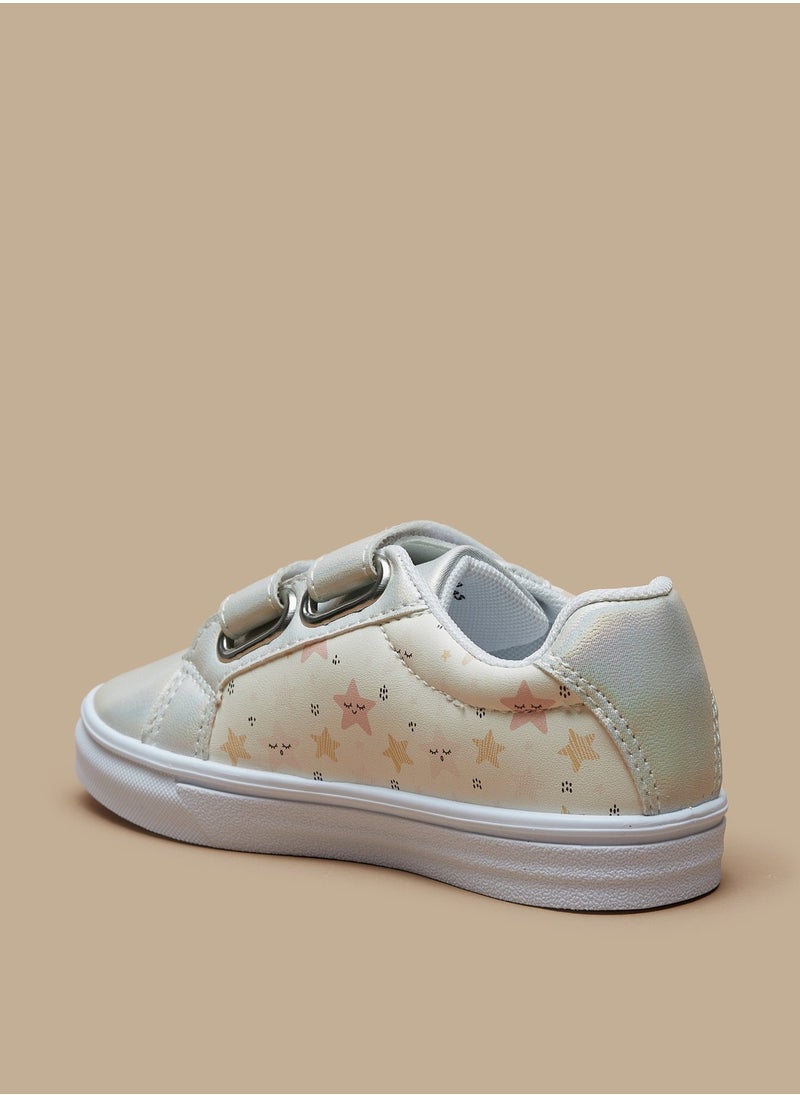Flora Bella By Shoexpress - Girls Butterfly Print Casual Sneakers with Hook and Loop Closure - Image 1