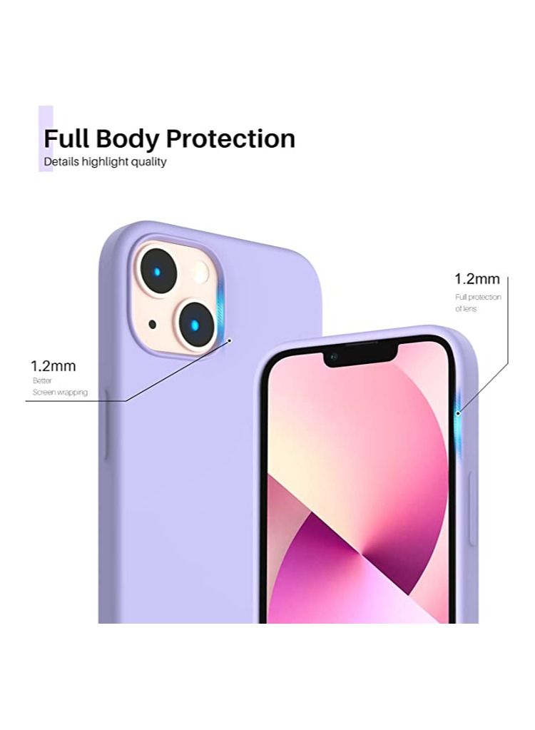 Compatible with iPhone 14  Case, Liquid Silicone Case, Full Body Protective Cover, Shockproof, Slim Phone Case, Anti-Scratch Soft Microfiber Lining - Light Purple - Image 4