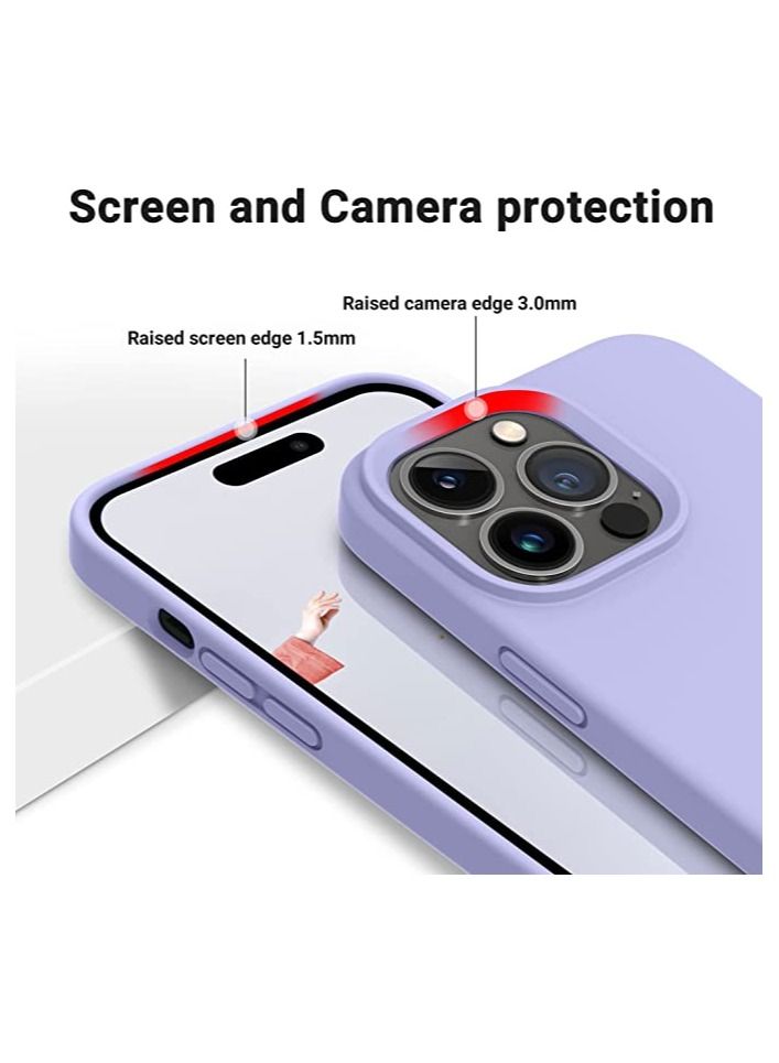 Compatible with iPhone 14  Case, Liquid Silicone Case, Full Body Protective Cover, Shockproof, Slim Phone Case, Anti-Scratch Soft Microfiber Lining - Light Purple - Image 3