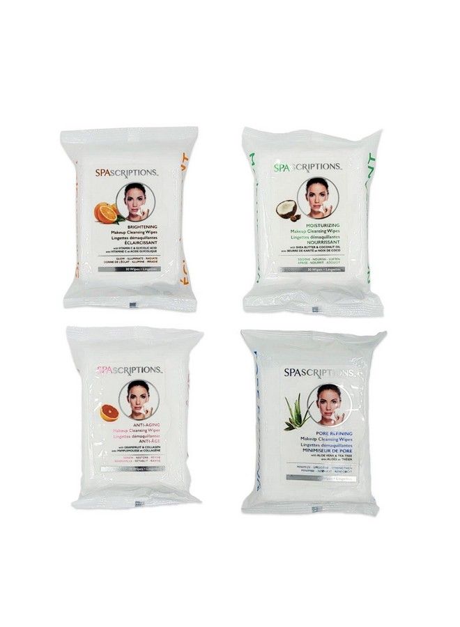 spascriptions مناديل تنظيف المكياج، 30 قطعة، مجموعة متنوعة من 4 قطع، 120 قطعة إجماليًا - Image 5
