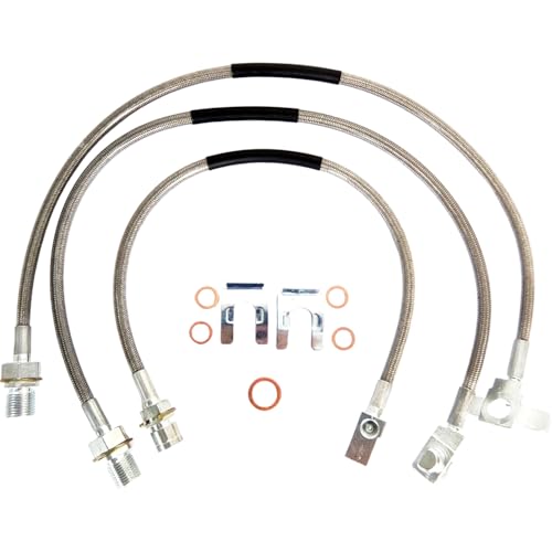 EZROAD 3X Front Rear Extended Stainless Steel Brake Line 89340S 89335S Compatible with Chevrolet C20 K10 K20 K5 Blazer Compatible with GMC C15 C25 K15 K25 Jimmy Suburban 19711991 Pickup Truck SUV - Image 1