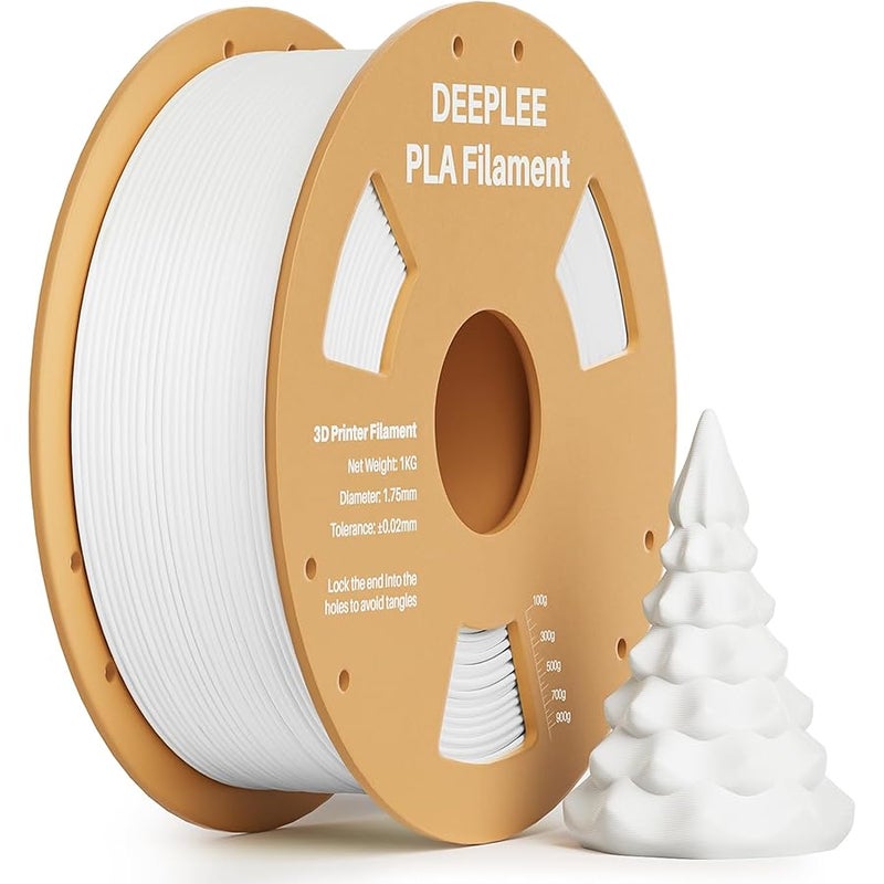 DEEPLEE PLA Filament 1.75mm 3D Printer Filament, 1kg White - Image 1