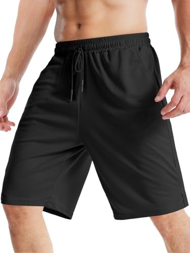 Aolesy Men's Basketball Shorts 9" Athletic Gym Shorts with Zipper Pockets Lightweigh Quick Dry Mesh Workout Shorts Black - Image 1