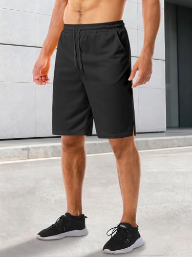Aolesy Men's Basketball Shorts 9" Athletic Gym Shorts with Zipper Pockets Lightweigh Quick Dry Mesh Workout Shorts Black - Image 3