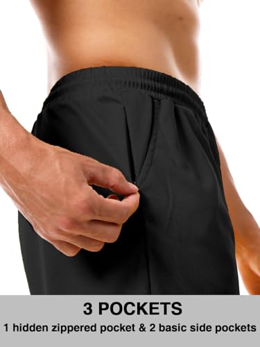 Aolesy Men's Basketball Shorts 9" Athletic Gym Shorts with Zipper Pockets Lightweigh Quick Dry Mesh Workout Shorts Black - Image 5