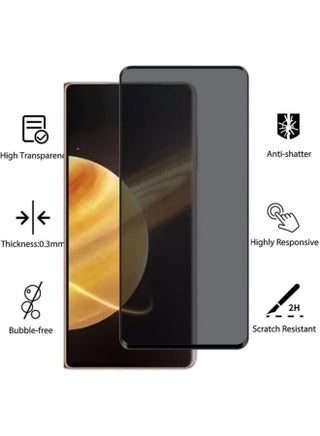 [عبوة من قطعتين] واقي شاشة مع واقي شاشة الخصوصية Honor Magic V5، غشاء زجاجي مقوى، تغطية كاملة، ملصق واقي فيلم مضاد للتجسس، جراب مناسب لـ Magic V5 - view 3