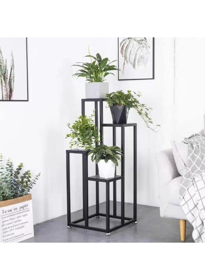 HOME TASTE Hometaste Stylish Iron Plant Stand Elegant Outdoor And Indoor Flower Pot Holder Decorative Metal Display Rack Durable And Versatile Plant Stand For Home,Garden Decor Black Frame + Black Marble