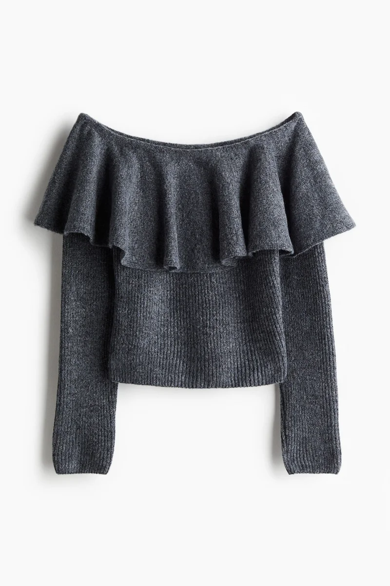 H&M Flounced Off-The-Shoulder Jumper