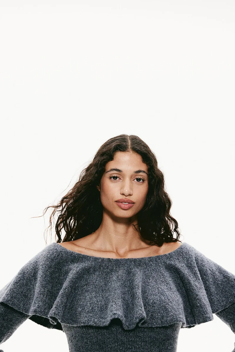 H&M Flounced Off-The-Shoulder Jumper