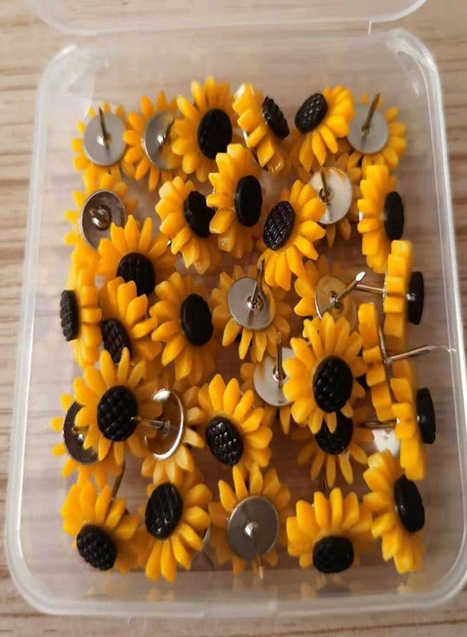 Siutaga 40 PCS Sunflower Push Pins Thumb Tack Cork Flower Cork Board Tacks for Photos Board Wall Maps Décor Office - Image 5