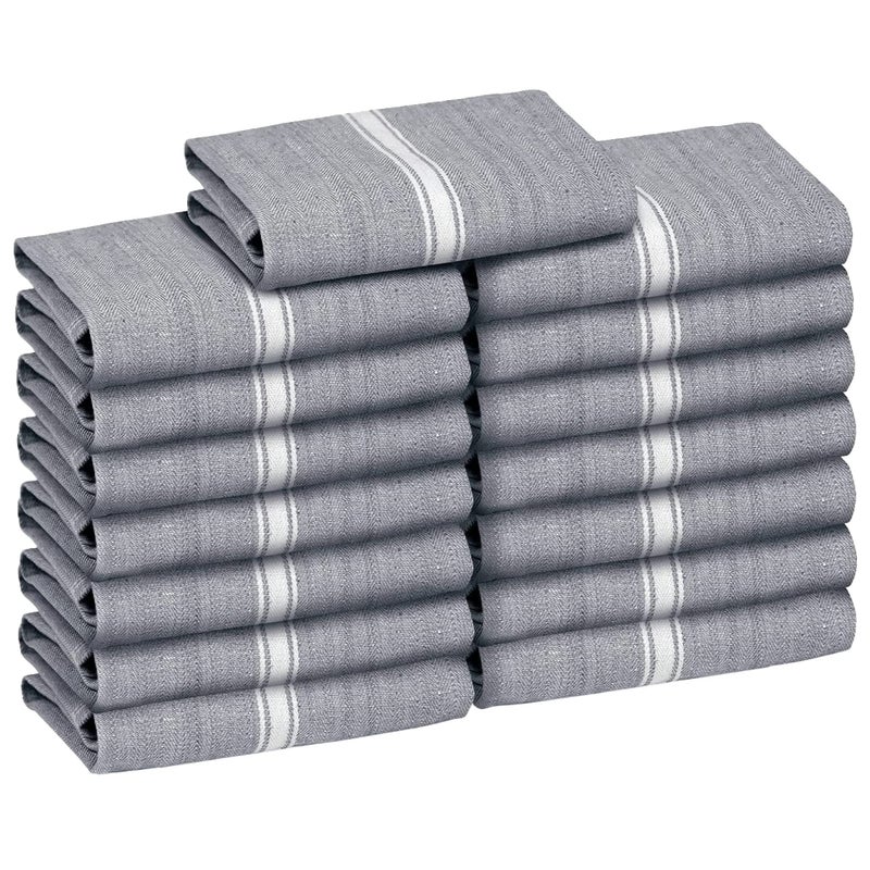 Zeppoli Classic Kitchen Towels - 15 Pack 100% Natural Cotton Towel Set, Reusable Wash Cloths, Absorbent Dish Towels, Machine Washable Hand Towels, Kitchen Essentials - 14â€ by 25â€ - Black - Image 1