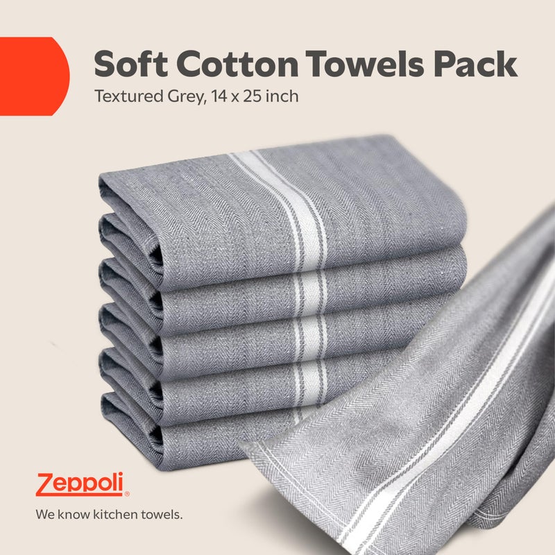 Zeppoli Classic Kitchen Towels - 15 Pack 100% Natural Cotton Towel Set, Reusable Wash Cloths, Absorbent Dish Towels, Machine Washable Hand Towels, Kitchen Essentials - 14â€ by 25â€ - Black - Image 2