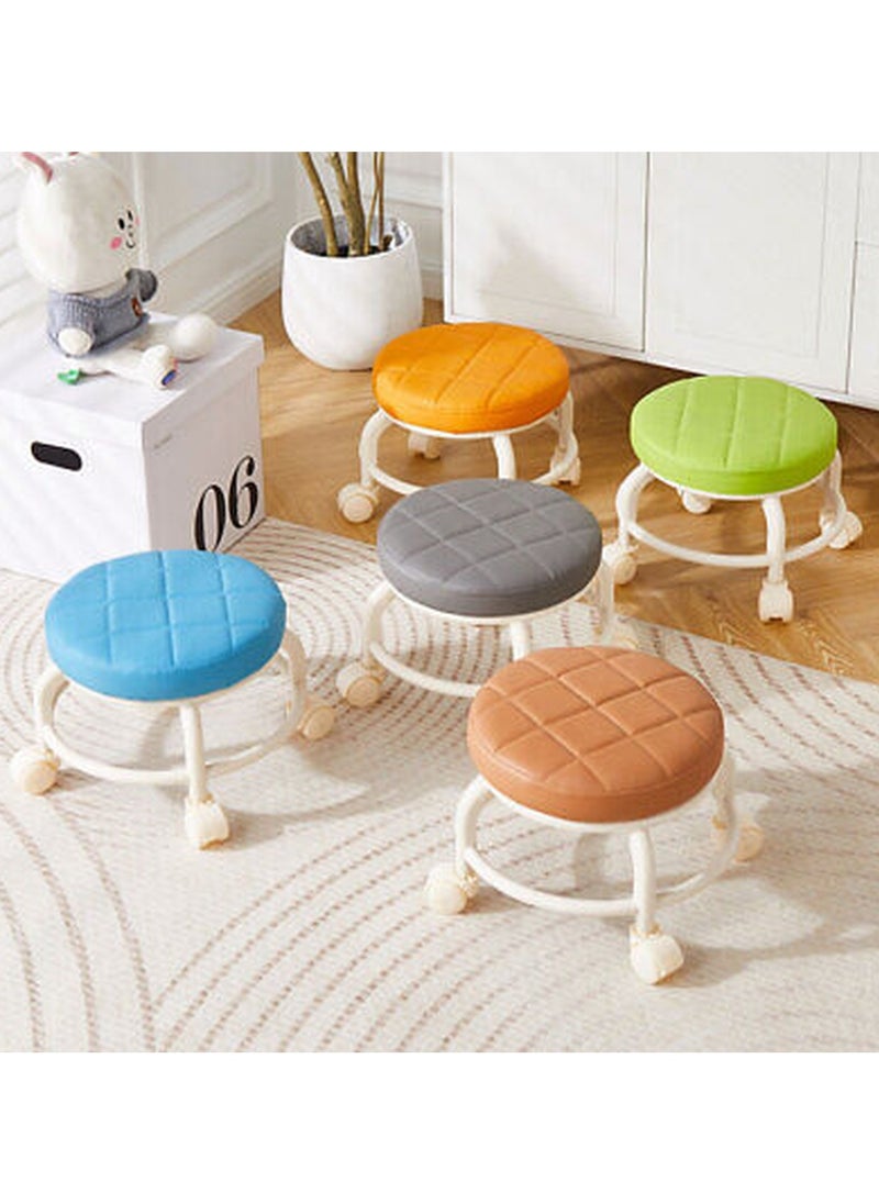 Kimaya Low Roller Seat Wheel Stool Chair PU Leather Rolling Stool Seats on Wheels for Kids Home Office Fitness Manicure Round Roller Seat Stool Multicolor(1pc)  - Image 1