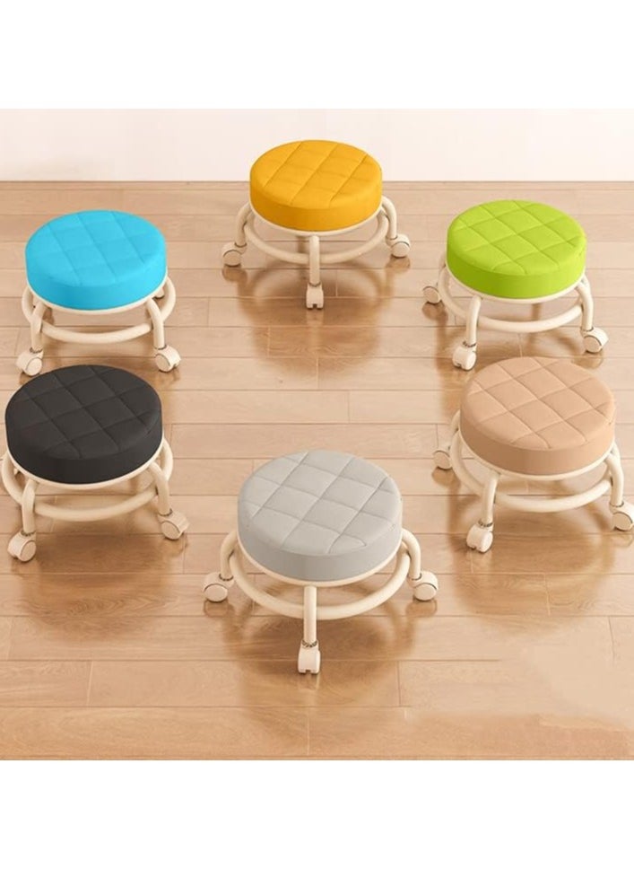 Kimaya Low Roller Seat Wheel Stool Chair PU Leather Rolling Stool Seats on Wheels for Kids Home Office Fitness Manicure Round Roller Seat Stool Multicolor(1pc)  - Image 5
