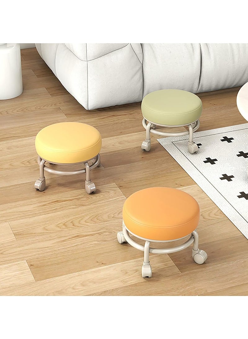 Kimaya Low Roller Seat Wheel Stool Chair PU Leather Rolling Stool Seats on Wheels for Kids Home Office Fitness Manicure Round Roller Seat Stool Multicolor(1pc)  - Image 3