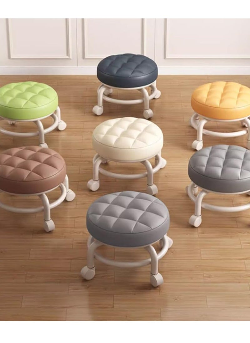 Kimaya Low Roller Seat Wheel Stool Chair PU Leather Rolling Stool Seats on Wheels for Kids Home Office Fitness Manicure Round Roller Seat Stool Multicolor(1pc)  - Image 4