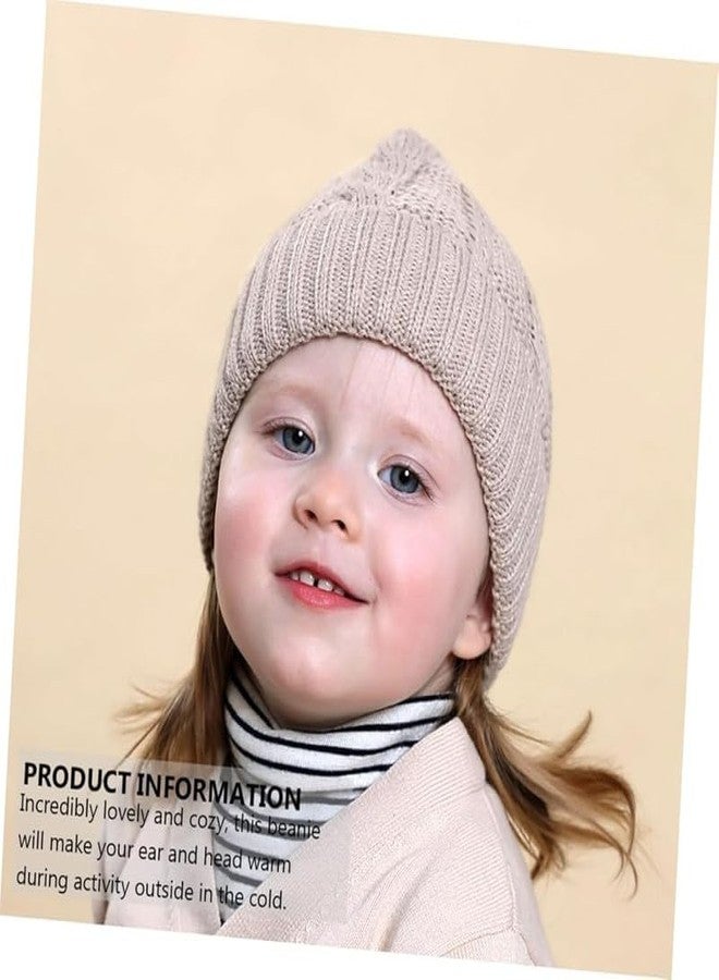 Richmen Baby Beanie Hat, Cute Cat Warm Toddlers Winter Hat, Double Pom Pom Beanies for Boys & Girls Woolen Knitted Cap (Brown) - Image 2